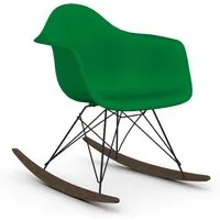 vitra rar fauteuil à bascule eames plastic armchair base basic dark et érable foncé (vert - polypropylène expansé, fil en acier verni, érable foncé)