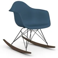 vitra rar fauteuil à bascule eames plastic armchair base basic dark et érable foncé (bleu marine - polypropylène expansé, fil en acier verni, érable foncé)