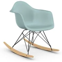 vitra rar fauteuil à bascule eames plastic armchair base basic dark et érable jaune (gris glace - polypropylène expansé, fil en acier verni, érable jaune)