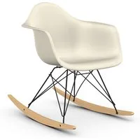 vitra rar fauteuil à bascule eames plastic armchair base basic dark et érable jaune (galet - polypropylène expansé, fil en acier verni, érable jaune)