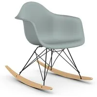 vitra rar fauteuil à bascule eames plastic armchair base basic dark et érable jaune (gris clair - polypropylène expansé, fil en acier verni, érable jaune)
