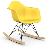 vitra rar fauteuil à bascule eames plastic armchair base basic dark et érable jaune (sunlight - polypropylène expansé, fil en acier verni, érable jaune)