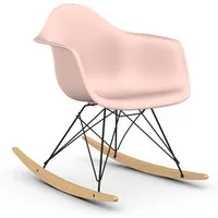 vitra rar fauteuil à bascule eames plastic armchair base basic dark et érable jaune (rose clair - polypropylène expansé, fil en acier verni, érable jaune)