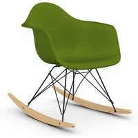 vitra rar fauteuil à bascule eames plastic armchair base basic dark et érable jaune (bois - polypropylène expansé, fil en acier verni, érable jaune)