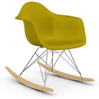 vitra rar fauteuil à bascule eames plastic armchair base chromée et érable jaune (moutarde - polypropylène, fil d'acier chromé, érable clair)