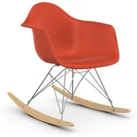 vitra rar fauteuil à bascule eames plastic armchair base chromée et érable jaune (rouge coquelicot - polypropylène, fil d'acier chromé, érable clair)