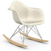 vitra rar fauteuil à bascule eames plastic armchair base chromée et érable jaune (galet - polypropylène, fil d'acier chromé, érable clair)