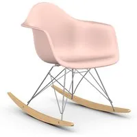 vitra rar fauteuil à bascule eames plastic armchair base chromée et érable jaune (rose clair - polypropylène, fil d'acier chromé, érable clair)