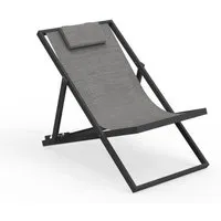 talenti transat bain de soleil chaise longue d'extérieur touch collection piùtrentanove (charcoal - aluminium verni et tissu)
