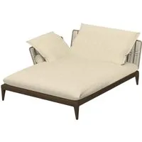 talenti canapé chaise longue droit d'extérieur cruise teak collection icon (beige - tissu sergé, teak fumé)