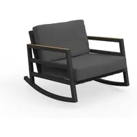 talenti fauteuil à bascule d'extérieur alabama alu collezione premium (graphite / dark grey - tissu, aluminium peint et teak)