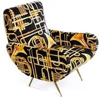 seletti fauteuil rembourré toiletpaper armchair (trumpets - tissu en polyester, structure en bois, polyuréthane et métal)