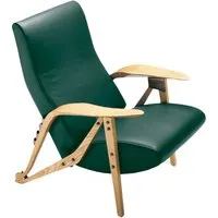 zanotta fauteuil inclinable gilda cm (vert - cuir nappa cat 95 et chêne naturel)