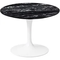 knoll table basse ronde tulip ø 51 cm collection eero saarinen (base blanche / plateau portoro silver satin - marbre et aluminium)