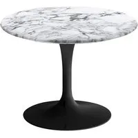 knoll table basse ronde tulip ø 51 cm collection eero saarinen (base noire / plateau arabescato satin - marbre et aluminium)