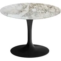 knoll table basse ronde tulip ø 51 cm collection eero saarinen (base noire / plateau calacatta satin - marbre et aluminium)