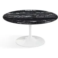 knoll table basse ronde tulip ø 91 cm collection eero saarinen (base blanche / plateau portoro silver satin - marbre et aluminium)