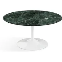 knoll table basse ronde tulip ø 91 cm collection eero saarinen (base blanche / plateau verde alpi satin - marbre et aluminium)