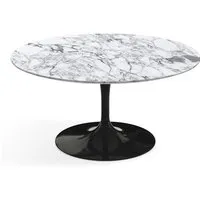 knoll table basse ronde tulip ø 91 cm collection eero saarinen (base noire / plateau arabescato satin - marbre et aluminium)