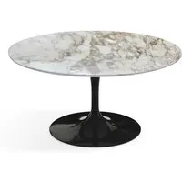knoll table basse ronde tulip ø 91 cm collection eero saarinen (base noire / plateau calacatta satin - marbre et aluminium)