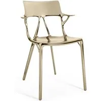 kartell set de 2 chaises avec accoudoirs ai métallisés - the first chair created by a.i. (bronze - technopolymère thermoplastique recyclé à charge minérale et métallisée)