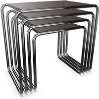 thonet set de 4 tables basses b 9 (black - hêtre teinté i et acier chromé)