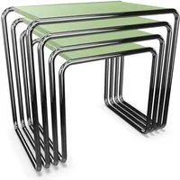 thonet set de 4 tables basses b 9 (reed green - hêtre teinté ii et acier chromé)