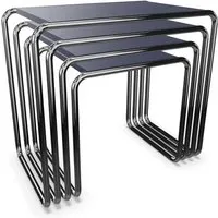 thonet set de 4 tables basses b 9 (blue black - hêtre teinté ii et acier chromé)