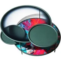 driade table basse sangaku (vert / texture combusto - acier peint et verre imprimé)