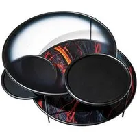 driade table basse sangaku (noir / texture krakatoa - acier peint et verre imprimé)