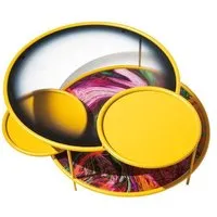 driade table basse sangaku (jaune / texture anti-atlas - acier peint et verre imprimé)