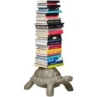 qeeboo bibliothèque verticale turtle carry bookcase (gris tourterelle - polyéthylène)