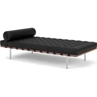 knoll sommier barcelona day bed (structure chromée / revêtement black - acier / cuir volo)