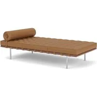 knoll sommier barcelona day bed (structure chromée / revêtement tan - acier / cuir volo)