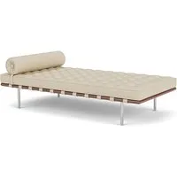 knoll sommier barcelona day bed (structure chromée / revêtement parchment - acier / cuir volo)