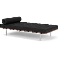 knoll sommier barcelona day bed (structure chromée / revêtement black - acier / cuir sabrina)