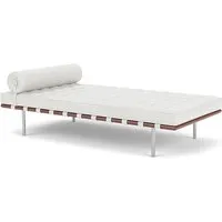 knoll sommier barcelona day bed (structure chromée / revêtement white - acier / cuir sabrina)