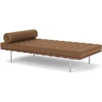 knoll sommier barcelona day bed (structure chromée / revêtement nutmeg - acier / cuir sabrina)