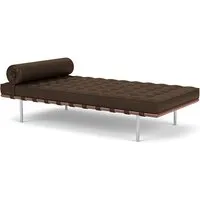 knoll sommier barcelona day bed (structure chromée / revêtement mahogany - acier / cuir sabrina)