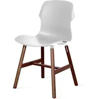 casamania set de 2 chaises stereo wood (blanc - polypropylène / bois massif noyer)