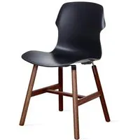 casamania set de 2 chaises stereo wood (noir - polypropylène / bois massif noyer)