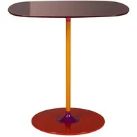 kartell table basse thierry 33 x 50 cm (bordeaux - verre trempé peint au dos et acier peint)