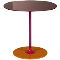 kartell table basse thierry 45 x 45 cm (bordeaux - verre trempé peint au dos et acier peint)