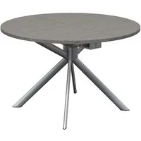 connubia table extensible à rallonge avec piètement acier brossé giove cb/4739-d 120 cm (plateau et rallonge béton gris - métal et bois anobli)