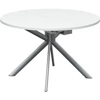connubia table extensible à rallonge avec piètement acier brossé giove cb/4739-d 120 cm (plateau et rallonge blanc texturé - métal et bois anobli)