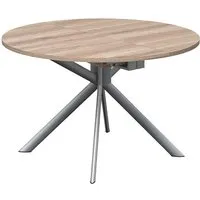 connubia table extensible à rallonge avec piètement acier brossé giove cb/4739-d 120 cm (plateau et rallonge vintage - métal et bois anobli)