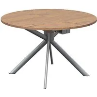connubia table extensible à rallonge avec piètement acier brossé giove cb/4739-d 120 cm (plateau et rallonge chêne tabac - métal et bois anobli)