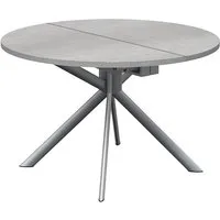 connubia table extensible à rallonge avec piètement acier brossé giove cb/4739-d 120 cm (plateau en béton et extension en stratifié gris mat - métal et céramique)