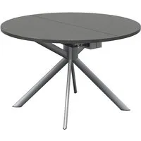 connubia table extensible à rallonge avec piètement acier brossé giove cb/4739-d 120 cm (plateau en oxyde noir et rallonge en stratifié noir mat - métal et céramique)
