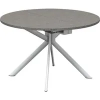 connubia table extensible à rallonge avec piètement blanc optique mat giove cb/4739-d 120 cm (plateau et rallonge béton gris - métal et bois anobli)